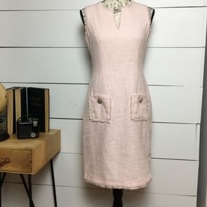 Karl lagerfield blush pink tweed midi dress